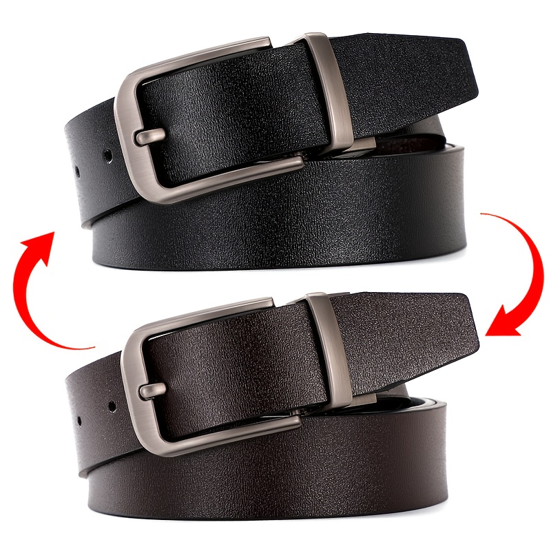 Men's Reversible Buckle Belt for Business Use